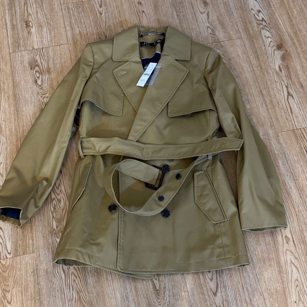 Honey Tan JCrew Double-Breasted Trench Coat